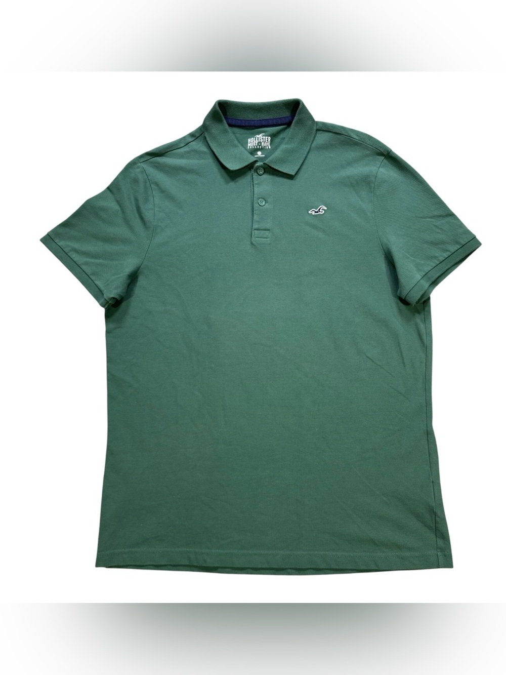 Hollister Must-Have Polo Shirt Men’s XL Green Stretch Pique Embroidered Logo